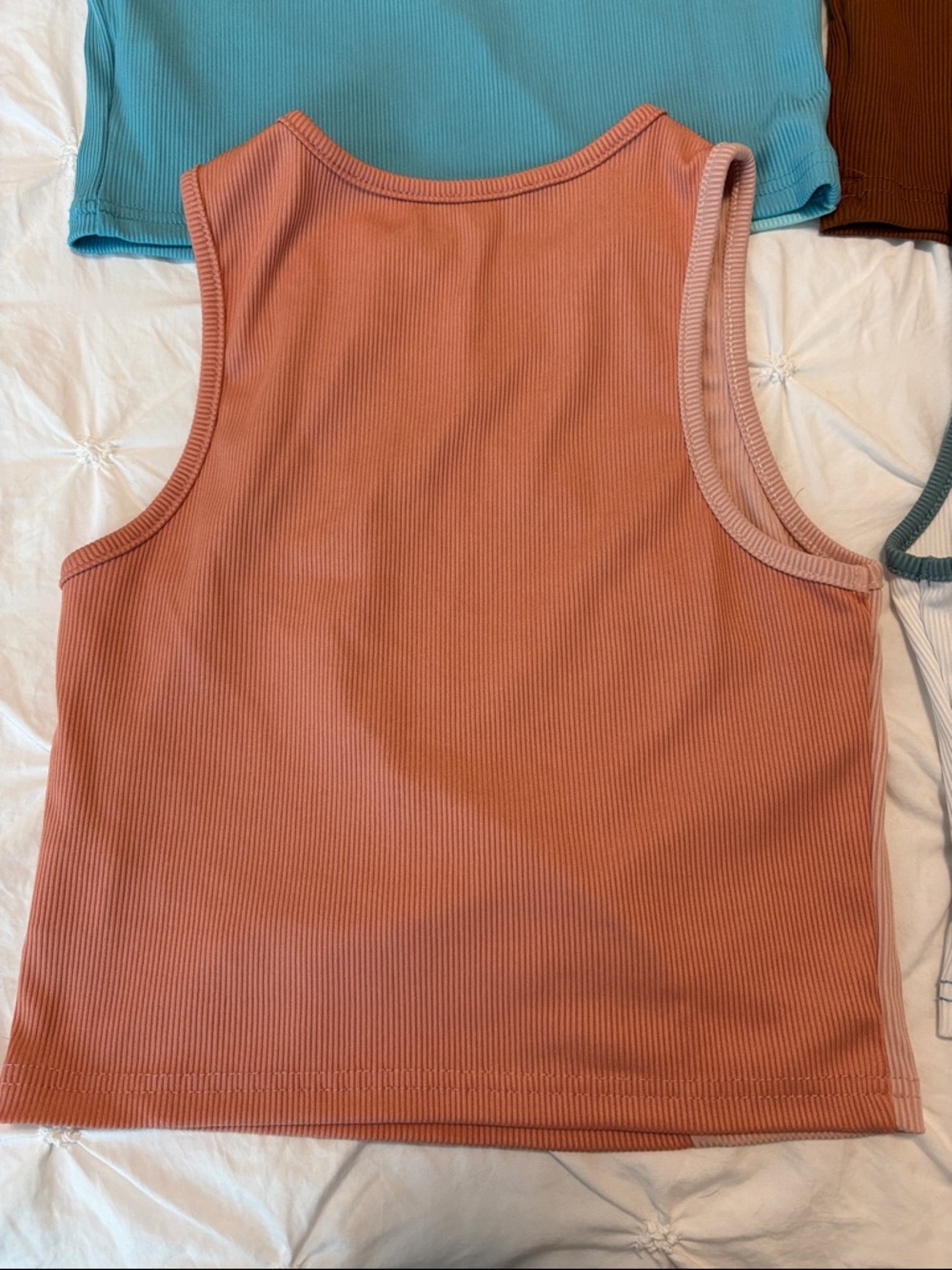 Colorblock Ribbed Tank Bundle - Blue/Teal, Coral, Brown, and Sage - Picture 7 of 11